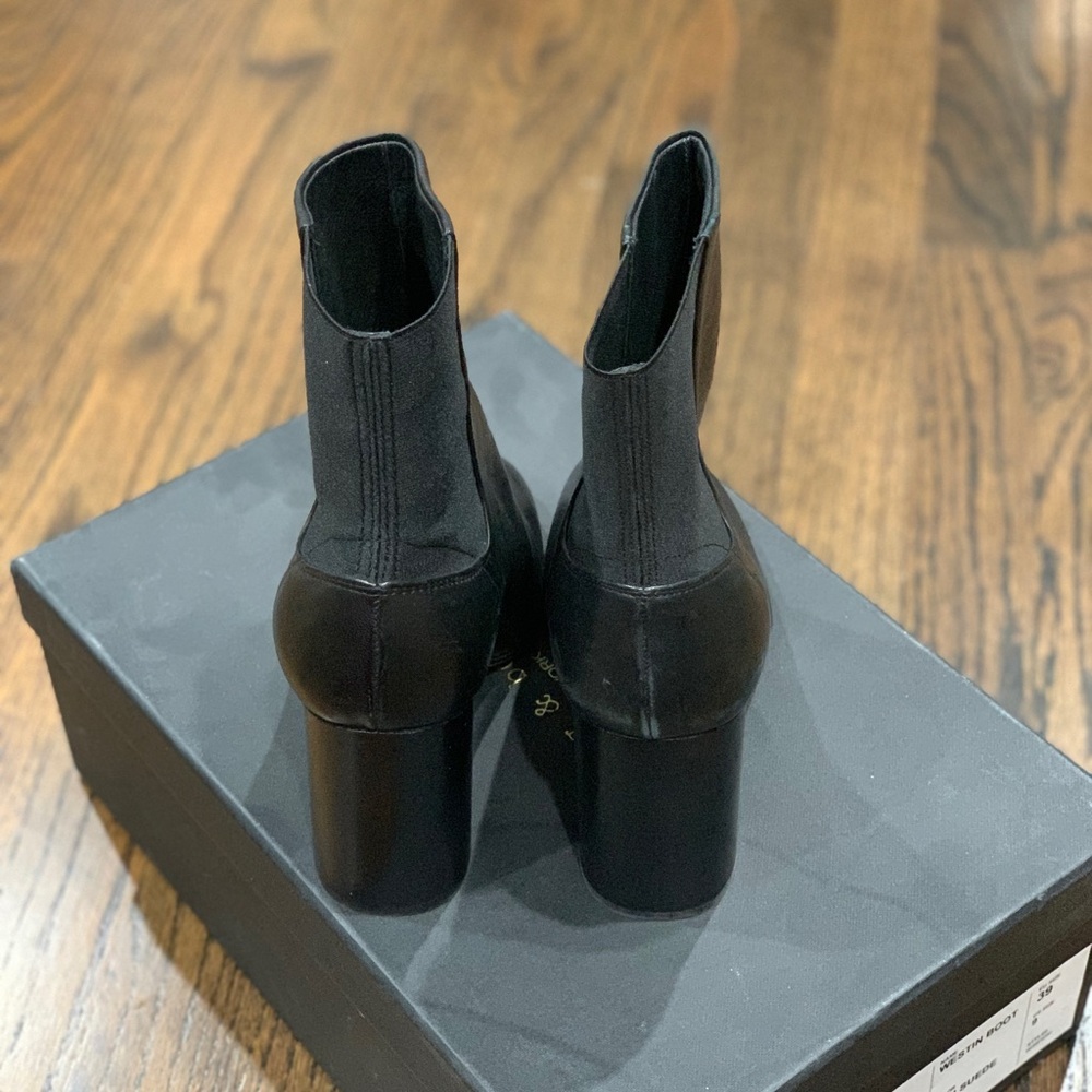 New Rag & Bone Black Agnes Leather Boots Women’s Size 35 - Picture 3 of 16